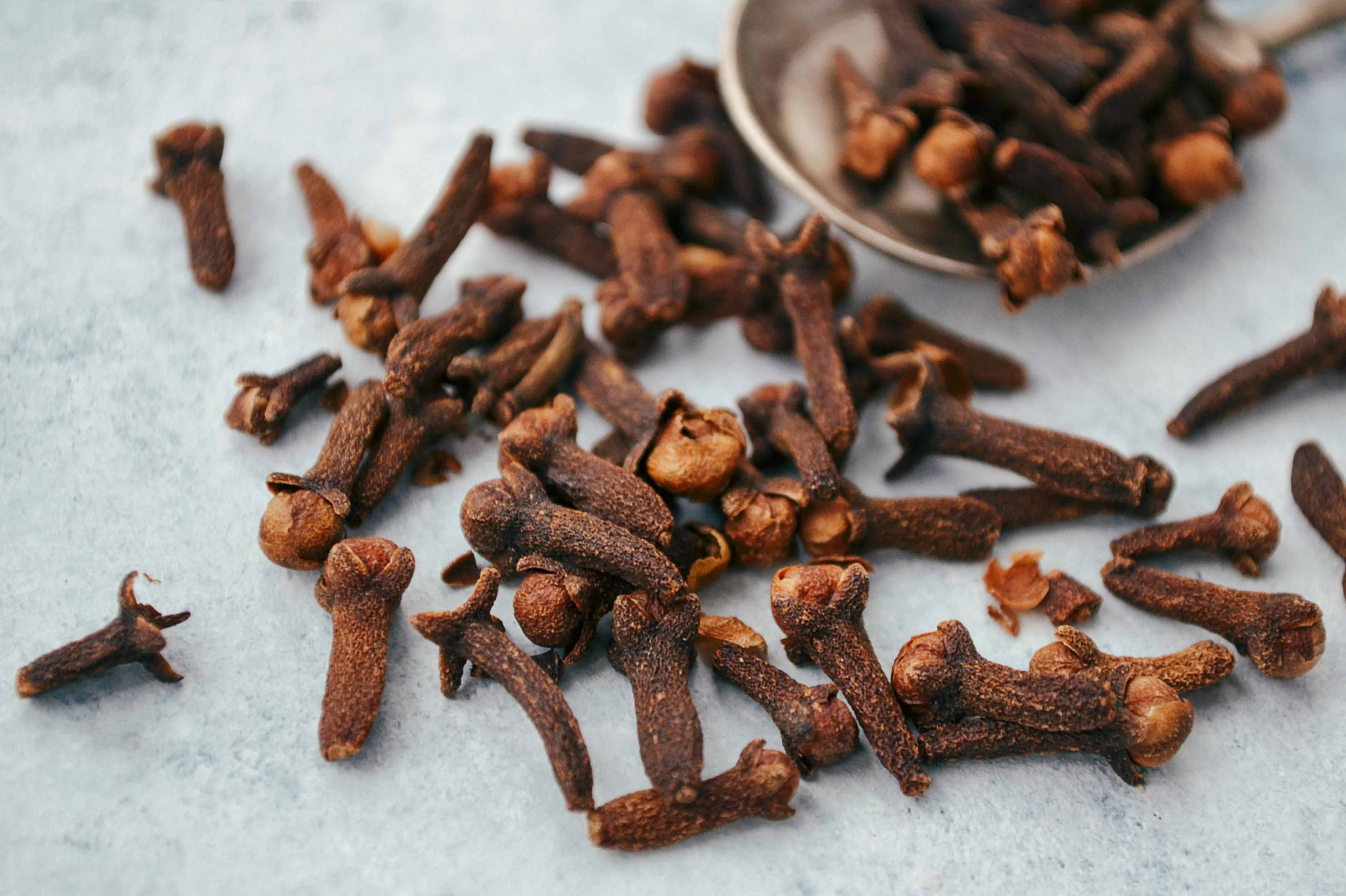 Close-up of cloves prepared for spice export