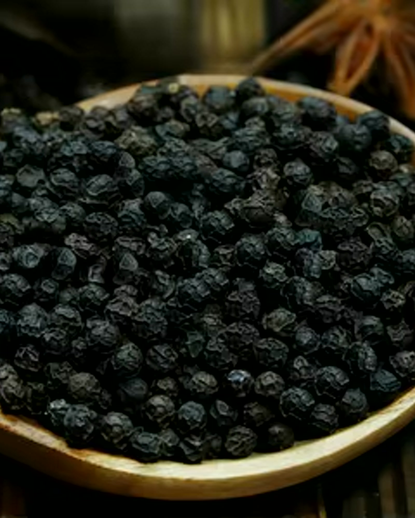 Black peppercorns in a premium close-up